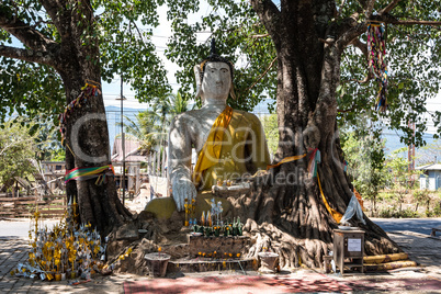 Buddha in a little village near Nakasong islands in Laos.