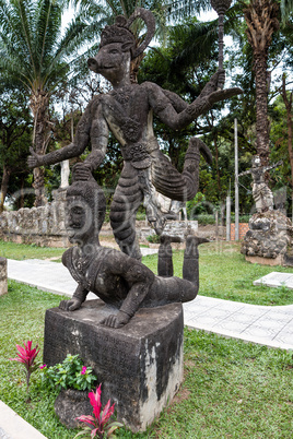 Buddha statues in the buddha park in Vientiane, Laos.