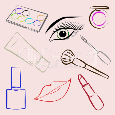 Set of decorative cosmetics, makeup kit