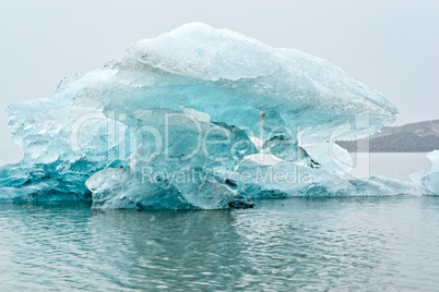 Closeup of iceberg in Fjallsarlon glacier lagoon, Iceland