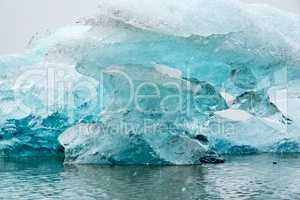 Closeup of iceberg in Fjallsarlon glacier lagoon, Iceland