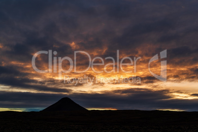 Mount Keilir on sunset near Reykjavik, Iceland