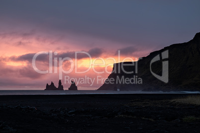 Sunset in Vik, Iceland