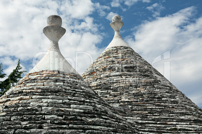 Typical conical roofs of Trulli houses in Alberobello, Apulia, I