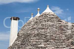 Details of typical conical roofs in Alberobello, Puglia, Italy