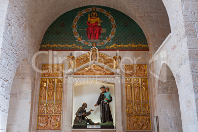 Particular of the interior of the church in Alberobello, Puglia,