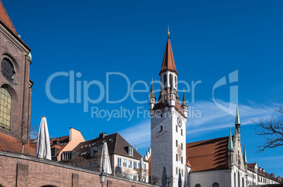 The Old Town Hall located on the Central square of Munich, Germany.