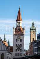The Old Town Hall located on the Central square of Munich, Germany.