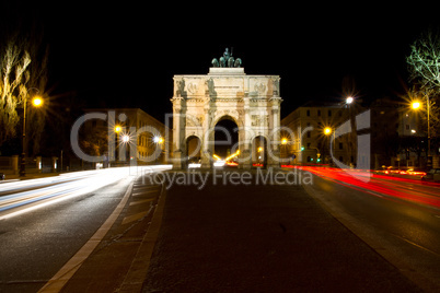The Siegestor - Victory Gate in Munich at night, Germany