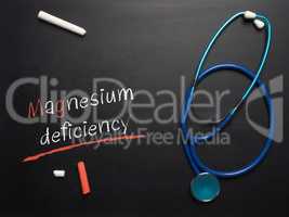 The words Magnesium deficiency on a chalkboard