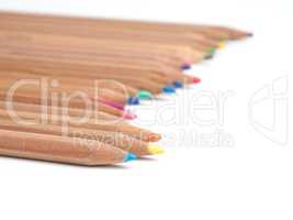 Set of artist pencils on white