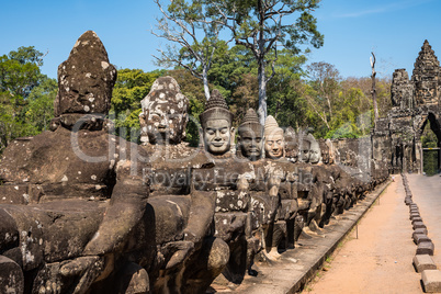 South gate to angkor thom in Cambodia, Asia