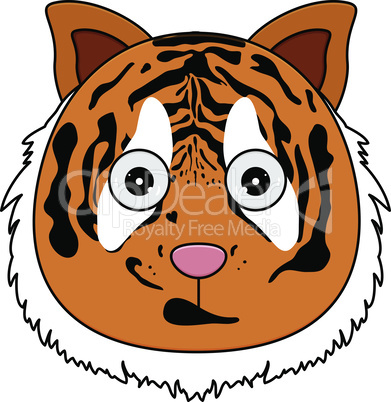 Head of tigerin cartoon style. Kawaii animal.