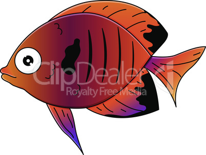 Cute multicolor sea-fish in cartoon style. Vector illustration.
