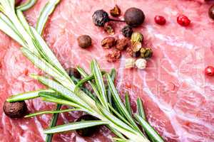 Raw beef meat with spice