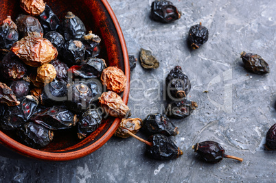 Pile of dried rose hips