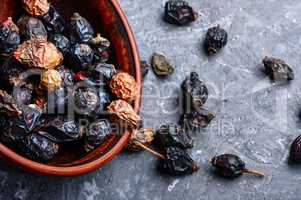 Pile of dried rose hips