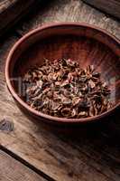 Rhubarb seeds in bowl