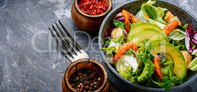 Seafood salad with prawns