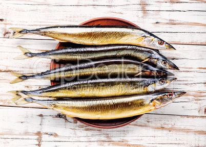 Smoked sanma or pacific saury