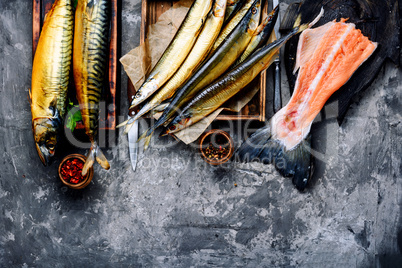 Smoked fish saury and mackerel
