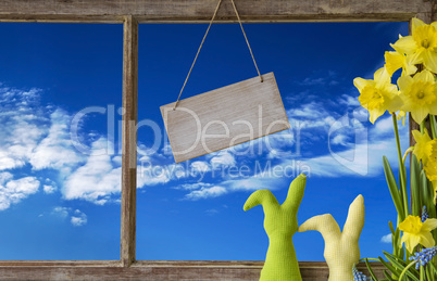 Window, Blue Sky, Copy Space, Easter Bunny
