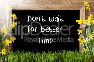 Sunny Spring Narcissus, Chalkboard, Quote Not Wait Better Time