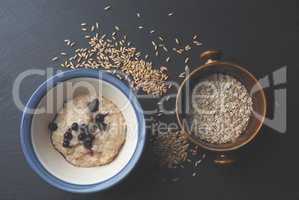 Tasty and healthy porridge with blueberries