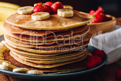 Pancakes with Strawberries and Banana