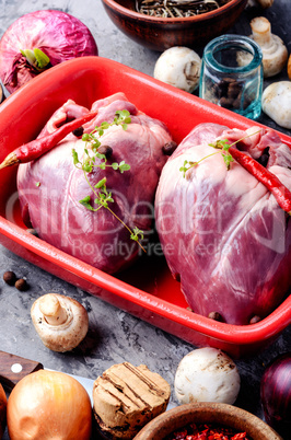 Raw pork heart