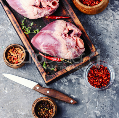 Raw pork heart