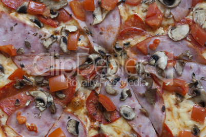 Pizza with ham and mushrooms photo