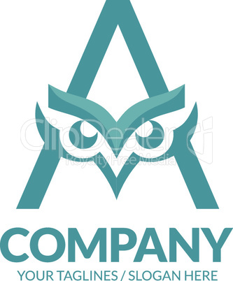 letter a and owl head logo