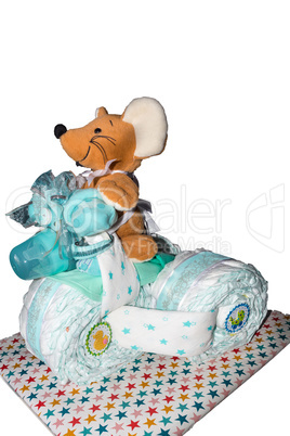 Diaper cake tricycle with pedals
