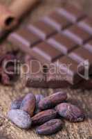 Kakaobohnen und Schokolade