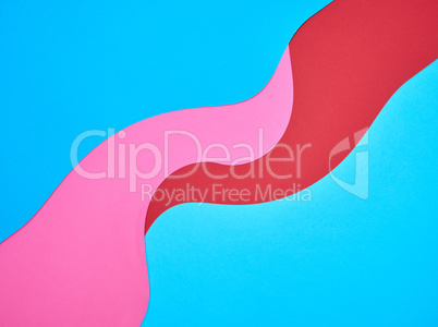 abstract color background of blue, red and pink wave shapes