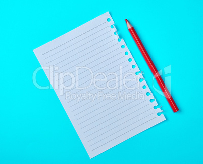 empty rectangular white sheet torn out of notepad and wooden red