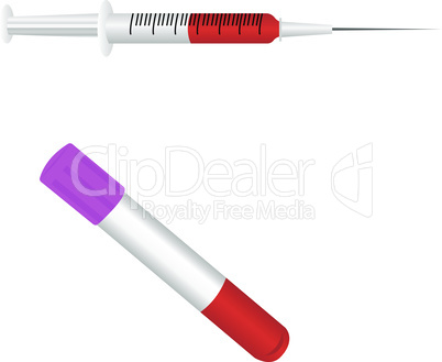 medical blood analysis with syringe vector illustration