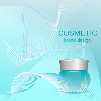 Realistic cosmetic cream blue container vector illustration