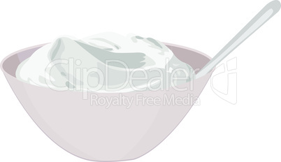 Bowl of Yogurt  vector illustration