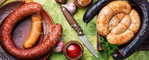 Assortment of salami and snacks