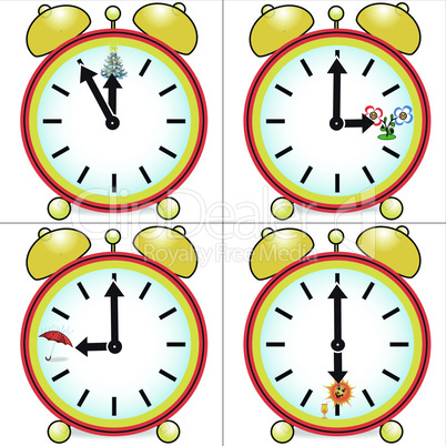 Clock set with the seasons