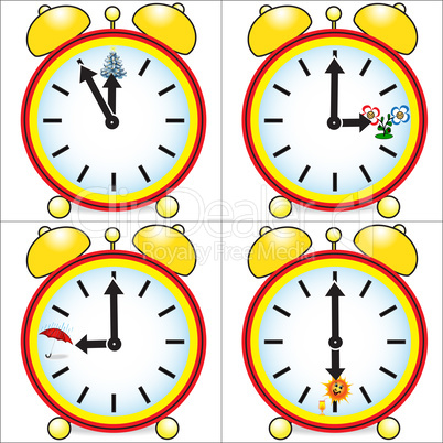 Clock set with the seasons