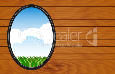 Postcard design with wooden background