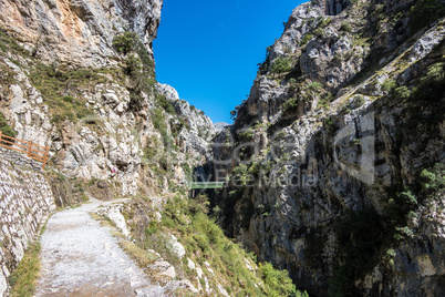 the Cares trail, garganta del cares, in the Picos de Europa Mountains, Spain
