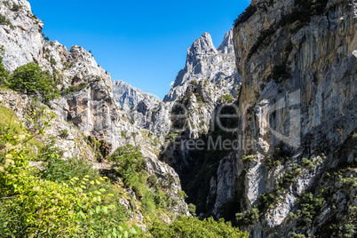 the Cares trail, garganta del cares, in the Picos de Europa Mountains, Spain