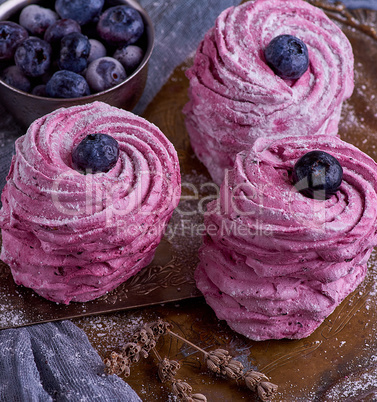 round pieces of marshmallow with blueberries