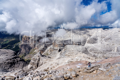 The Sass Pordoi is a relief of the Dolomites, in the Sella group, Italy