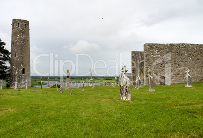 The ancient monastic city of Clonmacnoise in Ireland