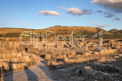 Ruins of the roman basilica of Volubilis near Meknes and Fez, Morocco